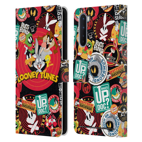 Looney Tunes Graphics and Characters Sticker Collage Leather Book Wallet Case Cover For OnePlus Nord 5G