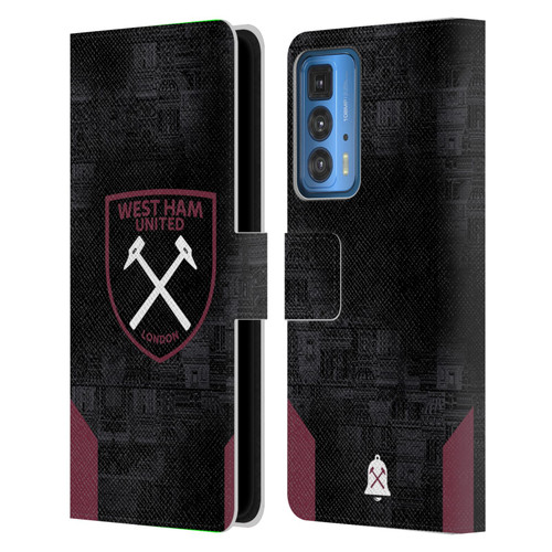 West Ham United FC 2024/25 Crest Kit Away Leather Book Wallet Case Cover For Motorola Edge (2022)