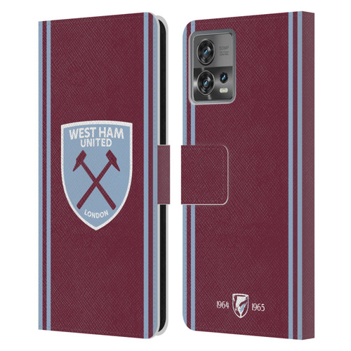 West Ham United FC 2024/25 Crest Kit Home Leather Book Wallet Case Cover For Motorola Moto Edge 30 Fusion
