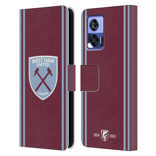 West Ham United FC 2024/25 Crest Kit Home Leather Book Wallet Case Cover For Motorola Edge 30 Neo 5G