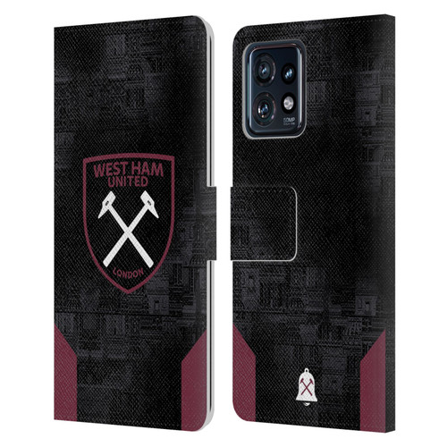West Ham United FC 2024/25 Crest Kit Away Leather Book Wallet Case Cover For Motorola Moto Edge 40 Pro/Plus 2023