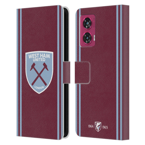 West Ham United FC 2024/25 Crest Kit Home Leather Book Wallet Case Cover For Motorola Edge 50 Fusion