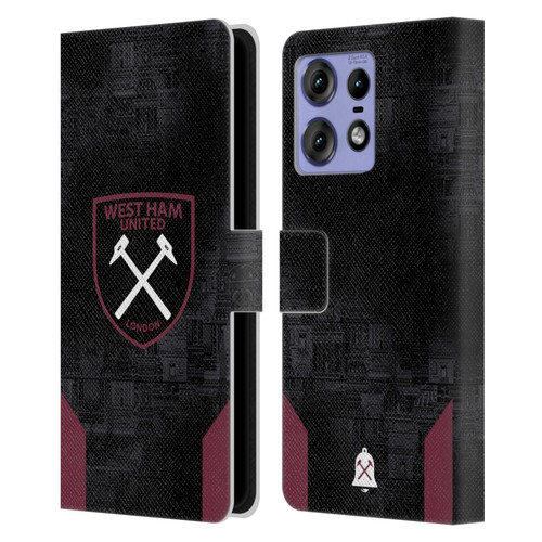 West Ham United FC 2024/25 Crest Kit Away Leather Book Wallet Case Cover For Motorola Edge 50 Pro
