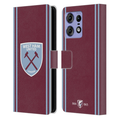 West Ham United FC 2024/25 Crest Kit Home Leather Book Wallet Case Cover For Motorola Edge 50 Pro