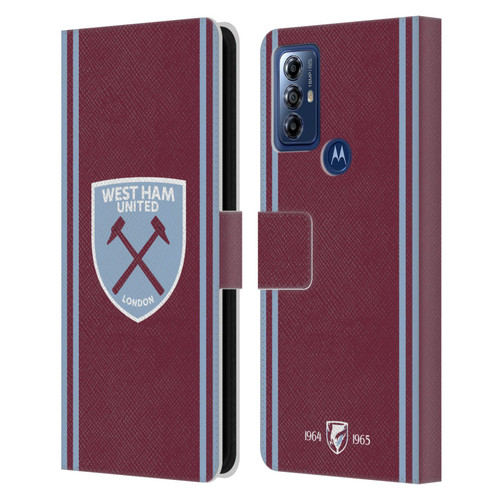 West Ham United FC 2024/25 Crest Kit Home Leather Book Wallet Case Cover For Motorola Moto G Play (2023)