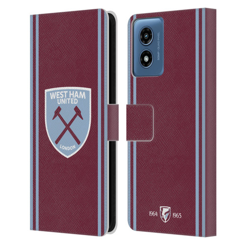West Ham United FC 2024/25 Crest Kit Home Leather Book Wallet Case Cover For Motorola Moto G Play (2024)