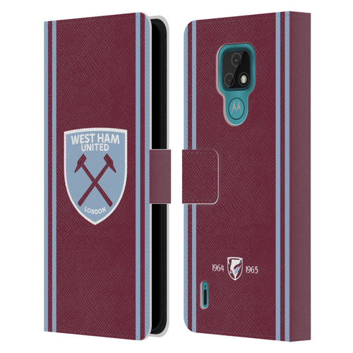 West Ham United FC 2024/25 Crest Kit Home Leather Book Wallet Case Cover For Motorola Moto E7