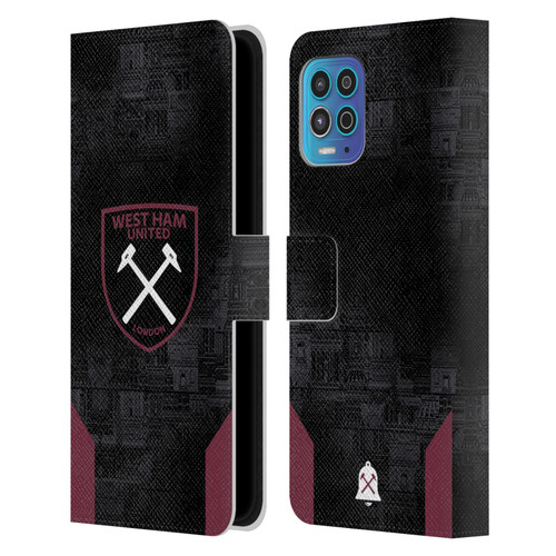 West Ham United FC 2024/25 Crest Kit Away Leather Book Wallet Case Cover For Motorola Moto G100