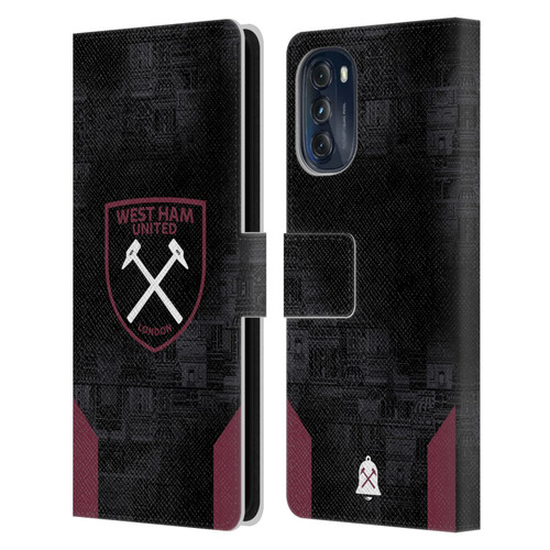 West Ham United FC 2024/25 Crest Kit Away Leather Book Wallet Case Cover For Motorola Moto G (2022)