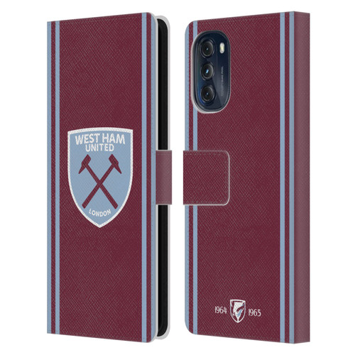 West Ham United FC 2024/25 Crest Kit Home Leather Book Wallet Case Cover For Motorola Moto G (2022)