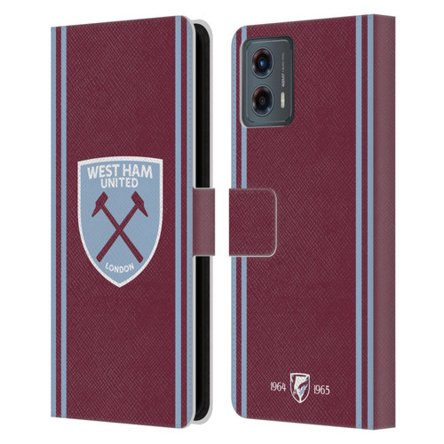 West Ham United FC 2024/25 Crest Kit Home Leather Book Wallet Case Cover For Motorola Moto G (2023)