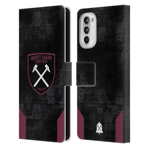 West Ham United FC 2024/25 Crest Kit Away Leather Book Wallet Case Cover For Motorola Moto G52