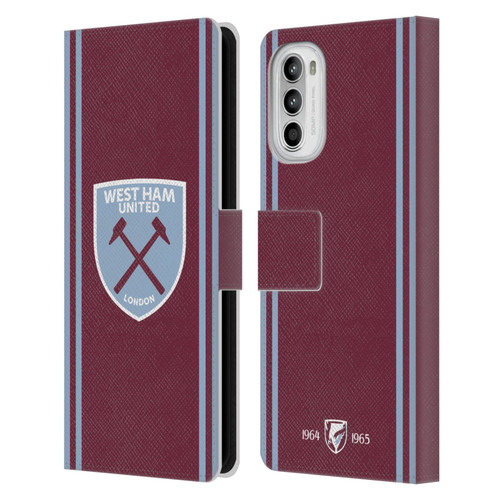 West Ham United FC 2024/25 Crest Kit Home Leather Book Wallet Case Cover For Motorola Moto G52