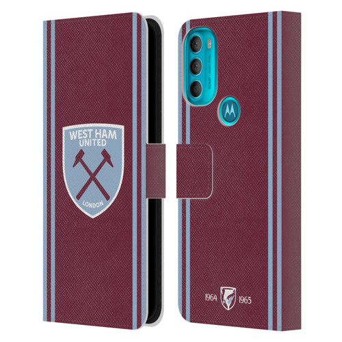 West Ham United FC 2024/25 Crest Kit Home Leather Book Wallet Case Cover For Motorola Moto G71 5G