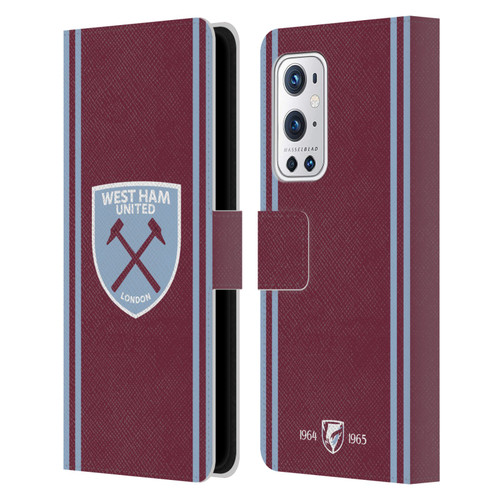 West Ham United FC 2024/25 Crest Kit Home Leather Book Wallet Case Cover For OnePlus 9 Pro