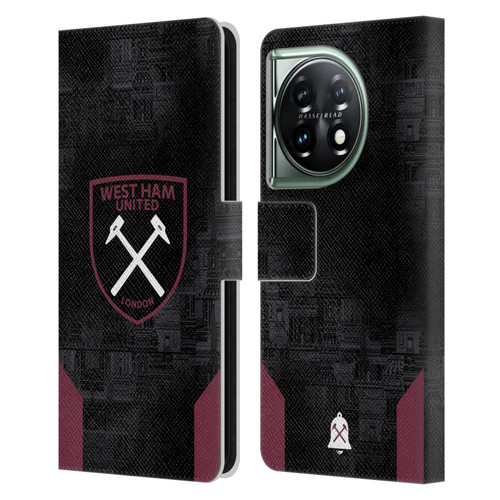 West Ham United FC 2024/25 Crest Kit Away Leather Book Wallet Case Cover For OnePlus 11 5G