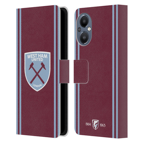 West Ham United FC 2024/25 Crest Kit Home Leather Book Wallet Case Cover For OnePlus Nord N20 5G