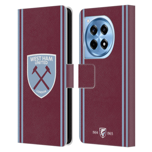 West Ham United FC 2024/25 Crest Kit Home Leather Book Wallet Case Cover For OnePlus 12R