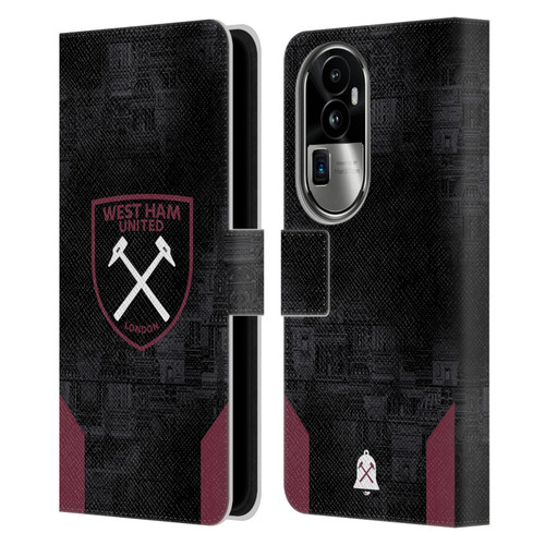 West Ham United FC 2024/25 Crest Kit Away Leather Book Wallet Case Cover For OPPO Reno10 Pro+