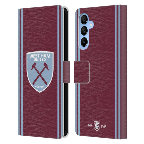 West Ham United FC 2024/25 Crest Kit Home Leather Book Wallet Case Cover For Samsung Galaxy A16 5G
