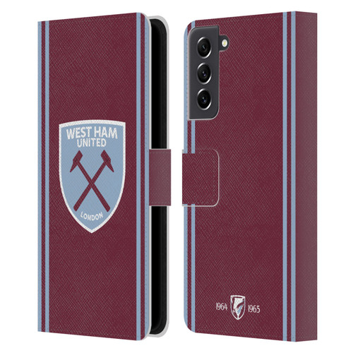 West Ham United FC 2024/25 Crest Kit Home Leather Book Wallet Case Cover For Samsung Galaxy S21 FE 5G