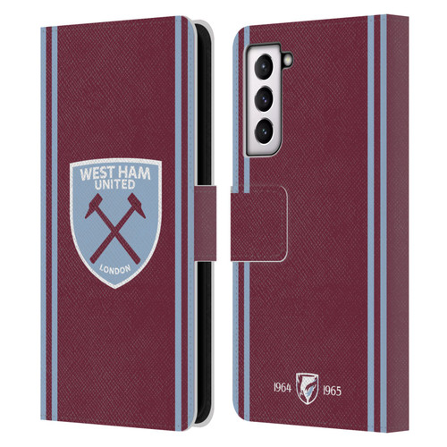 West Ham United FC 2024/25 Crest Kit Home Leather Book Wallet Case Cover For Samsung Galaxy S21 5G