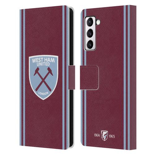 West Ham United FC 2024/25 Crest Kit Home Leather Book Wallet Case Cover For Samsung Galaxy S21+ 5G
