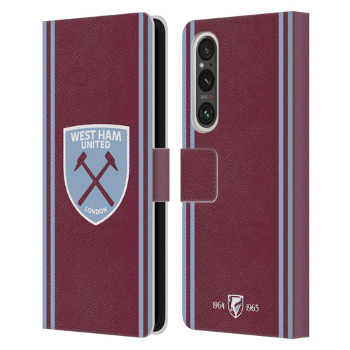 West Ham United FC 2024/25 Crest Kit Home Leather Book Wallet Case Cover For Sony Xperia 1 V 5G West Ham United FC 2024/25 Crest Kit Home Leather Book Wallet Case Cover For Sony Xperia 1 V 5G