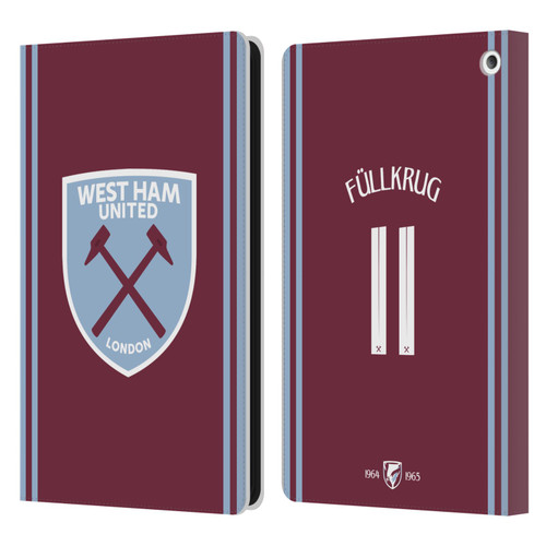 West Ham United FC 2024/25 Players Home Kit Niclas Füllkrug Leather Book Wallet Case Cover For Amazon Fire HD 8/Fire HD 8 Plus 2020