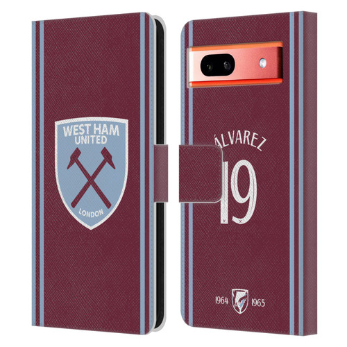 West Ham United FC 2024/25 Players Home Kit Edson Álvarez Leather Book Wallet Case Cover For Google Pixel 7a