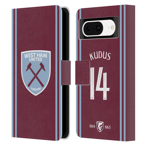 West Ham United FC 2024/25 Players Home Kit Mohammed Kudus Leather Book Wallet Case Cover For Google Pixel 8