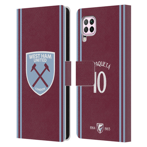 West Ham United FC 2024/25 Players Home Kit Lucas Paquetá Leather Book Wallet Case Cover For Huawei Nova 6 SE / P40 Lite