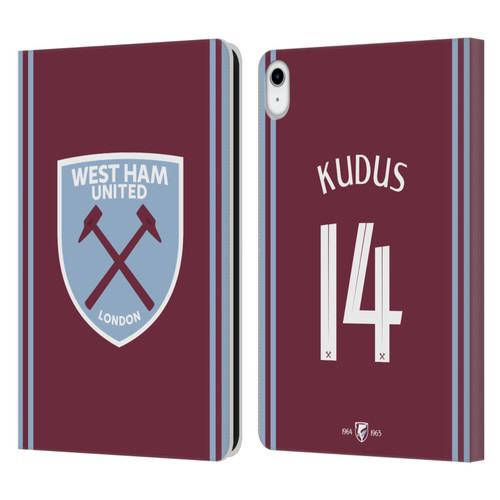 West Ham United FC 2024/25 Players Home Kit Mohammed Kudus Leather Book Wallet Case Cover For Apple iPad 10.9 2022/2025