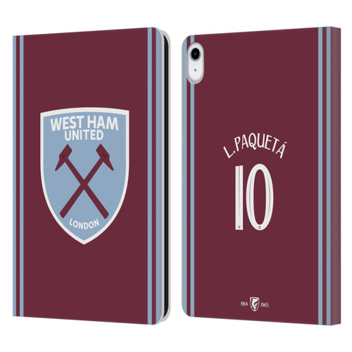 West Ham United FC 2024/25 Players Home Kit Lucas Paquetá Leather Book Wallet Case Cover For Apple iPad 10.9 2022/2025