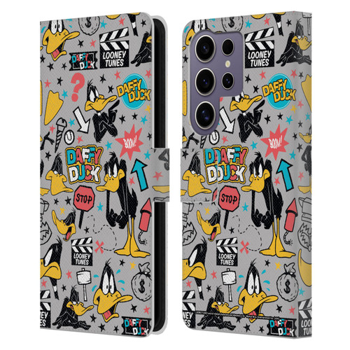 Looney Tunes Graphics and Characters Daffy Duck Leather Book Wallet Case Cover For Samsung Galaxy S25 Ultra