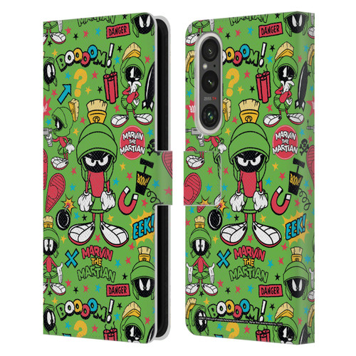 Looney Tunes Graphics and Characters Marvin The Martian Leather Book Wallet Case Cover For Sony Xperia 1 V 5G