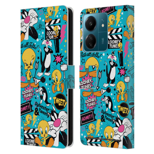 Looney Tunes Graphics and Characters Tweety And Sylvester Leather Book Wallet Case Cover For Xiaomi Redmi 13C 4G