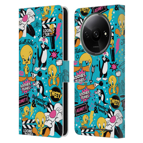 Looney Tunes Graphics and Characters Tweety And Sylvester Leather Book Wallet Case Cover For Xiaomi Redmi A3