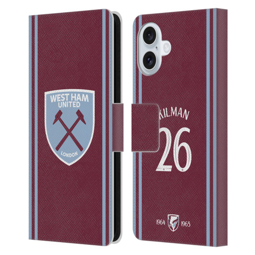 West Ham United FC 2024/25 Players Home Kit Maximilian Kilman Leather Book Wallet Case Cover For Apple iPhone 16 Plus