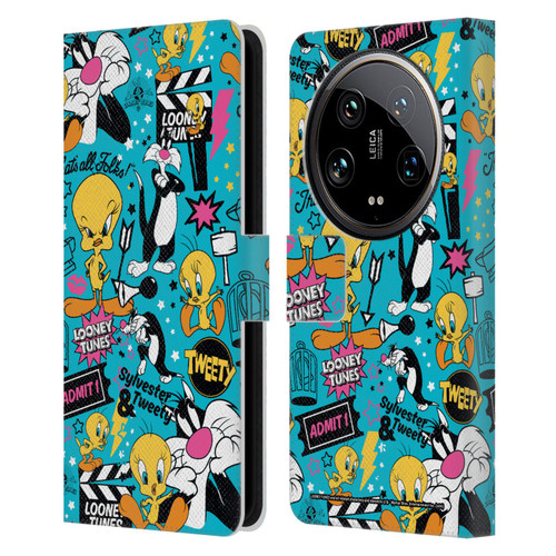 Looney Tunes Graphics and Characters Tweety And Sylvester Leather Book Wallet Case Cover For Xiaomi 14 Ultra