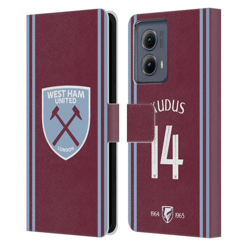 West Ham United FC 2024/25 Players Home Kit Mohammed Kudus Leather Book Wallet Case Cover For Motorola Edge (2024) West Ham United FC 2024/25 Players Home Kit Mohammed Kudus Leather Book Wallet Case Cover For Motorola Edge (2024)