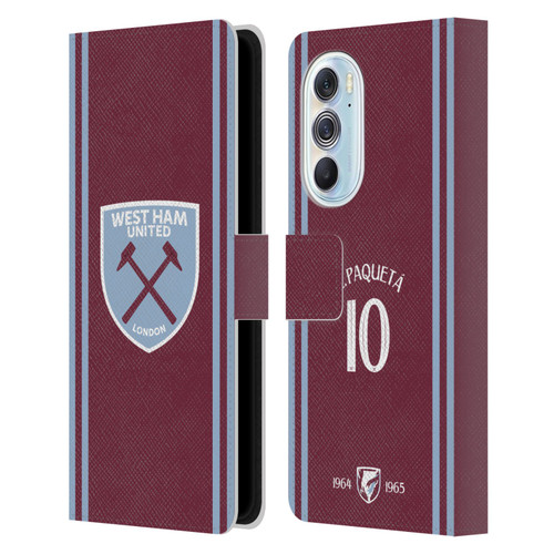 West Ham United FC 2024/25 Players Home Kit Lucas Paquetá Leather Book Wallet Case Cover For Motorola Edge X30