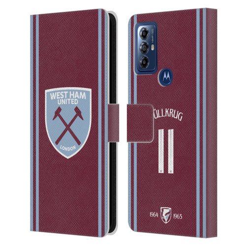 West Ham United FC 2024/25 Players Home Kit Niclas Füllkrug Leather Book Wallet Case Cover For Motorola Moto G Play (2023)