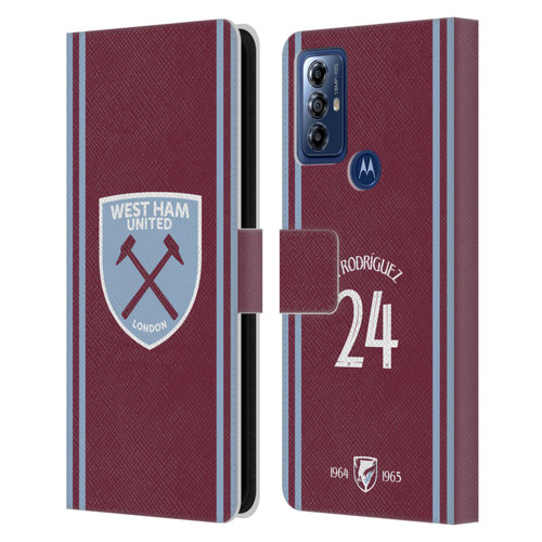 West Ham United FC 2024/25 Players Home Kit Guido Rodríguez Leather Book Wallet Case Cover For Motorola Moto G Play (2023)