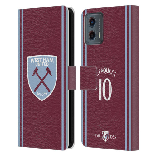 West Ham United FC 2024/25 Players Home Kit Lucas Paquetá Leather Book Wallet Case Cover For Motorola Moto G (2023)