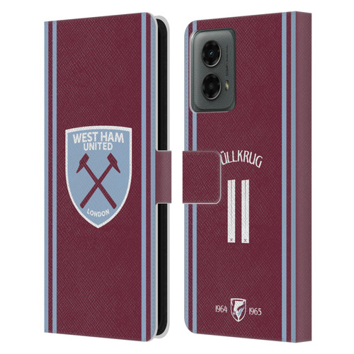 West Ham United FC 2024/25 Players Home Kit Niclas Füllkrug Leather Book Wallet Case Cover For Motorola Moto G (2024) West Ham United FC 2024/25 Players Home Kit Niclas Füllkrug Leather Book Wallet Case Cover For Motorola Moto G (2024)