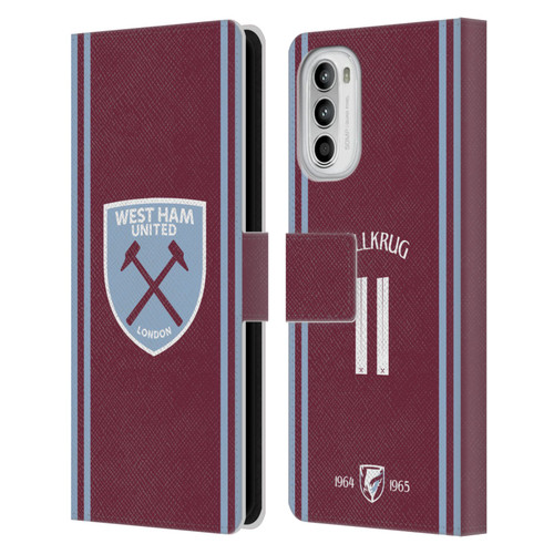 West Ham United FC 2024/25 Players Home Kit Niclas Füllkrug Leather Book Wallet Case Cover For Motorola Moto G52