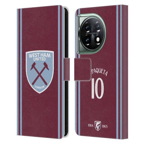 West Ham United FC 2024/25 Players Home Kit Lucas Paquetá Leather Book Wallet Case Cover For OnePlus 11 5G