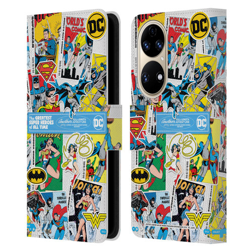 Justice League DC Comics 90th Anniversary Sticker Collage Leather Book Wallet Case Cover For Huawei P50