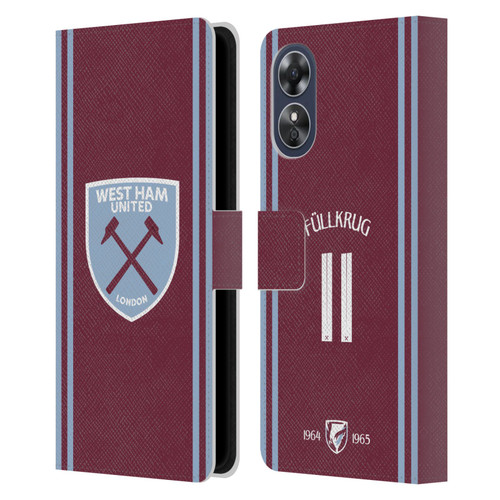 West Ham United FC 2024/25 Players Home Kit Niclas Füllkrug Leather Book Wallet Case Cover For OPPO A17 West Ham United FC 2024/25 Players Home Kit Niclas Füllkrug Leather Book Wallet Case Cover For OPPO A17